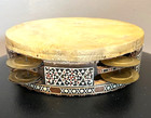 Egyptian Inlay Arabic Rik Wooden Tambourine Brass Cymbals 8 5
