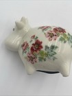 Vintage Floral Cow Piggy Bank Glass Ceramic W  Crystal Eyes 4    Farm Decor
