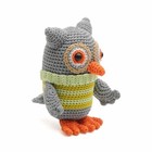 Owl Wearing Striped Sweater Crochet Doll Handmade Amigurumi Plush Toy Vac