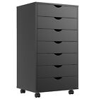 Mobile File Storage Cabinet With 7 Drawers Office Wooden Organizer With Wheels