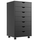 Wooden Mobile File Storage Cabinet With 7 Drawers And Wheels - Office Organizer