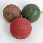 3 Antique Solid Wood Croquet Balls Primitive Red Green Farmhouse Bowl Filler Lot