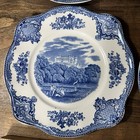 4 Johnson Brothers Old Britain Castles Blue Square Salad Plates Belvoir 1792