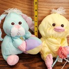 Vintage 1988 Fisher Price Puffalump Duck Chick   Easter Bunny Rabbit Egg Plush