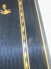 Vintage Asian Folk Art Straw On Black Linen Fabric Framed Wall Art  15 5x12 5    