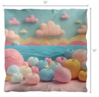 Nursery Kids Room Throw Pillow Yarn Beach Design 12x12  16x16  24x24  Polyester