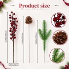 36 Pcs Christmas Picks And Sprays  Holly Pine Burgundy Berry Stems