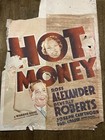 1936 Hot Money Movie Poster Window Card Warner Bros Ross Alexander Rare 