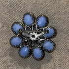 Vintage Mid Century Light Blue    moonglow    Flower Brooch Pin - Silver Tone 1950s