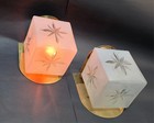 Pair Vintage Art Deco Brass Star Glass Shad Wall Fixture Sconces Ship Light Lamp