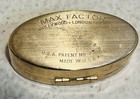 Vintage Max Factor Gold Metal Oval Lipstick Holder W  Mirror Swirl Design Lid