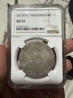 Argentina Sunface 8 Soles 1815 Pts-fl Au53 Ngc