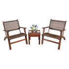 3pcs Rattan Patio Chair   Table Set Outdoor Furniture Set W  Wooden Frame