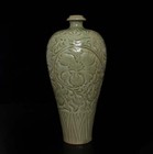 32cm Old Fine Chinese Yue Kiln Vase W flower