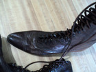 Vintage Pair Antique Victorian Ladies Brown Leather Lace Up High Top Boots Shoes