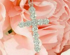 3ct Round Cut Diamond Cross Necklace Pendant Free Chain 14k White Gold Finish