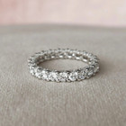 Solid 14k White Gold Moissanite Eternity Wedding Band 2 Ct Excellent Round Cut