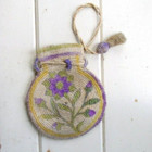 Antique 1800 s Victorian Floral Purse Vintage Woven Straw Reticule Wristlet Bag