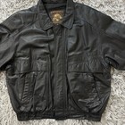 World Alliance Men s Black Leather Bomber Jacket Full Zip Biker Xl 60  Chest