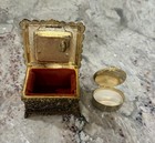 Vintage Cameo Ring trinket  Music Box Lot Of 2 Gold Tone Jewelry pill Boxes Read