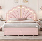 Pink Queen Size Bed Frame Flower Led Kid Girl Bedroom Queen Cama Para Ni  a New