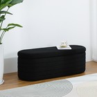 45 5  Oval Storage Bench Ottoman Teddy Velvet Upholstered End Of Bed Stool Black