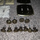 Vintage Lot Of 27 Brass Ceramic Electric Outlet Wall Switch Plate Covers   Knobs