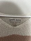 Knox Rose Striped Pullover Sweater Beige White V-neck Long Sleeve Size S