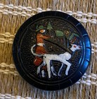 Vintage Wooden Buttons Set Of 2 Boy And Dog Large Hand Painted 1 5 8   