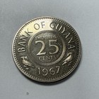 1967 Guyana 25 Cents Coin Bank Of Guyana Hoatzin Birds World Coin