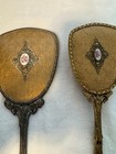 Vintage Hand Held Ornate Vanity Mirror    Brush Set