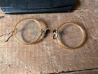 Antique Gold Filled Gf Shelltex Pince Nez Ear Chain Hook Glasses Hard Case