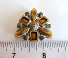 Outstanding Czech Vintage Style Glass Rhinestone Button     Shades Of Blues