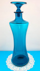 Tall 12  Vintage 50s Mcm Blenko Deep Blue Wayne Husted Decanter Mushroom Stopper