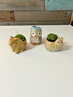 Vintage Owl Toothpick Holder 2 Bunny  Snail Votives Glazed Pottery 3  And 2 5 