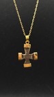 Ancient Holy Land Artifact     Byzantine Cross Gold Frame Christian Pendant
