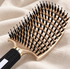 New Gold Black Vented Hairbrush Nylon Pins Bristles Textured Grip One