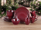 16 Piece Stoneware Scroll Dinnerware Set-red