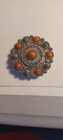 Vintage 925 Sterling Silver Marcasite   Orange Stones Brooch pendant 11 96g