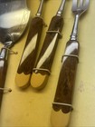 Vintage Bakelite 7pc Set With Butterscotch Swirled And Classic Yellow Handle
