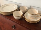 Lenox J34 Cream   Gold Salad Plates  Cups  Saucers Beautiful Pristine Condition