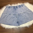 High Waist Light Blue Denim Shorts Women   s Button Front Relaxed Fit Stretch