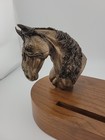 2 Horse Head Desk Piece Wood Base 