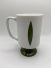 Vintage Mid Century Modern Mcm Atomic Era Style Footed Mug Green And White