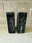 Vintage Dark Green Marble Or Soapstone  Bookends White Veining Matte Heavy 4x6x2
