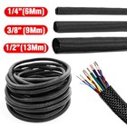 Car High Temperature Braided Wire Loom Black Split-sleeve Heat Resistant Cover