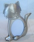 Silver Cat Picture Frame Figurine 6  Tall  Holds A 3 5  X 3 