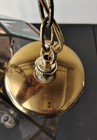 Vintage Fredrick  Ramond Brass And 2 Tone Beveled Glass Chandelier Light 1980 s