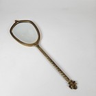 Antique French Bronze Hand Mirror Portrait Filigree French Victorian