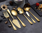 6-piece Gold Serving Flatware Set - Stainless Steel Utensil Set  Includes Cake S